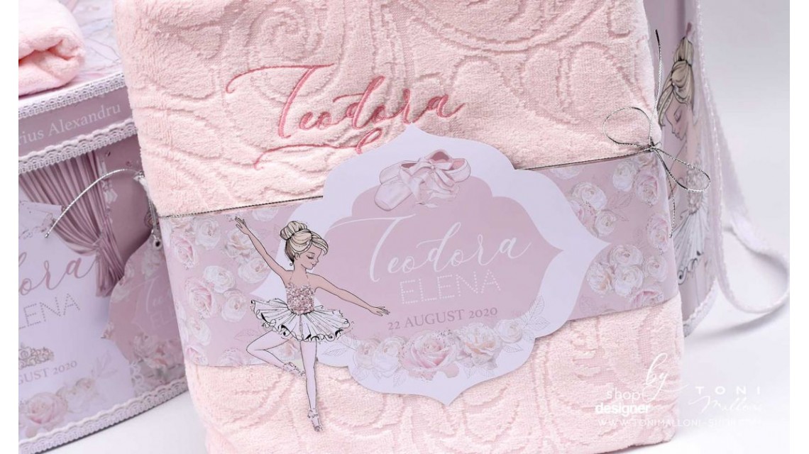 Trusou de botez cu mica balerina tutu tiara eleganta si broderie personalizata 17